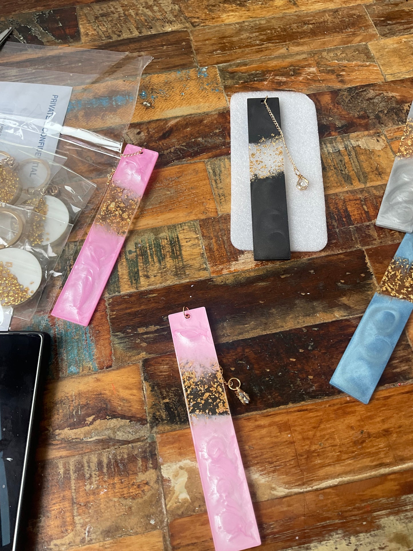 Marble resin bookmark
