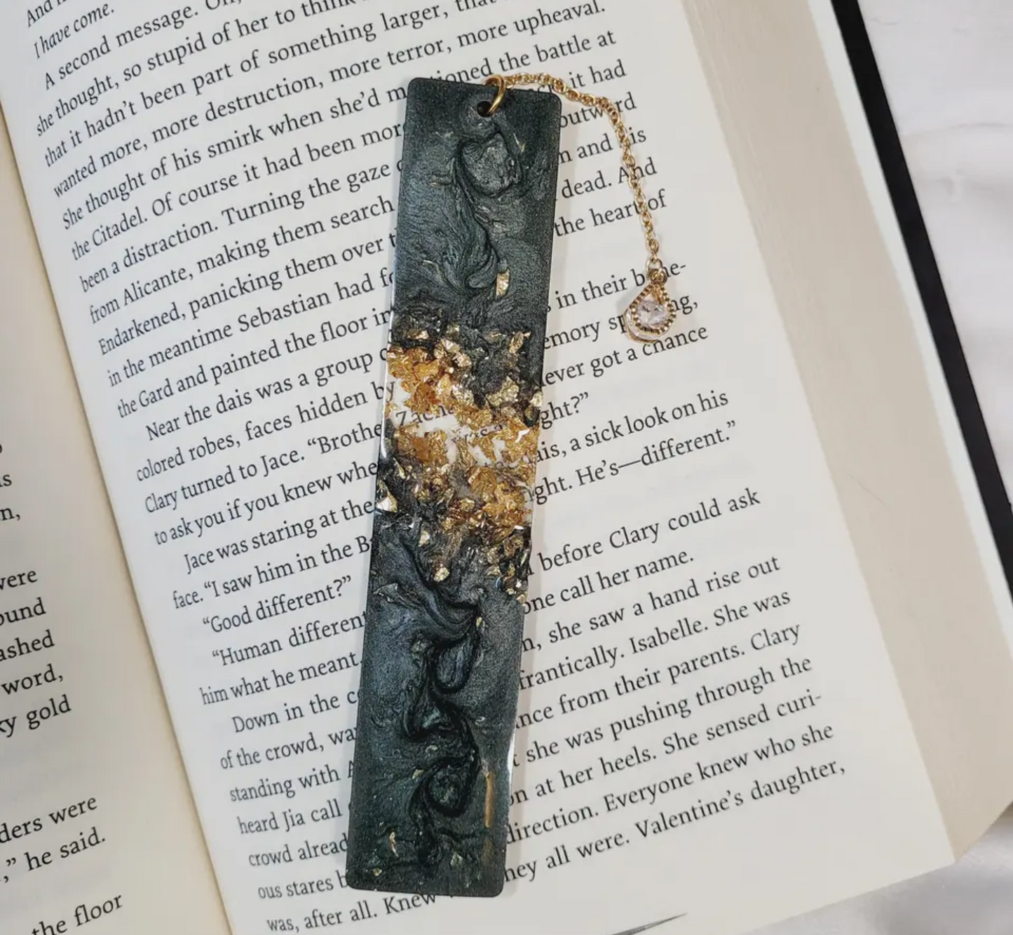 Gold leaf textured resin bookmark