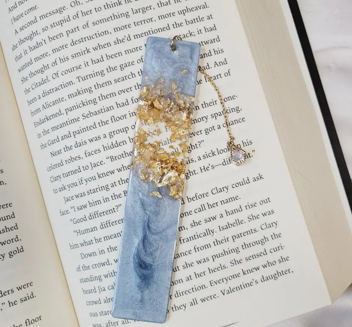 Gold leaf textured resin bookmark