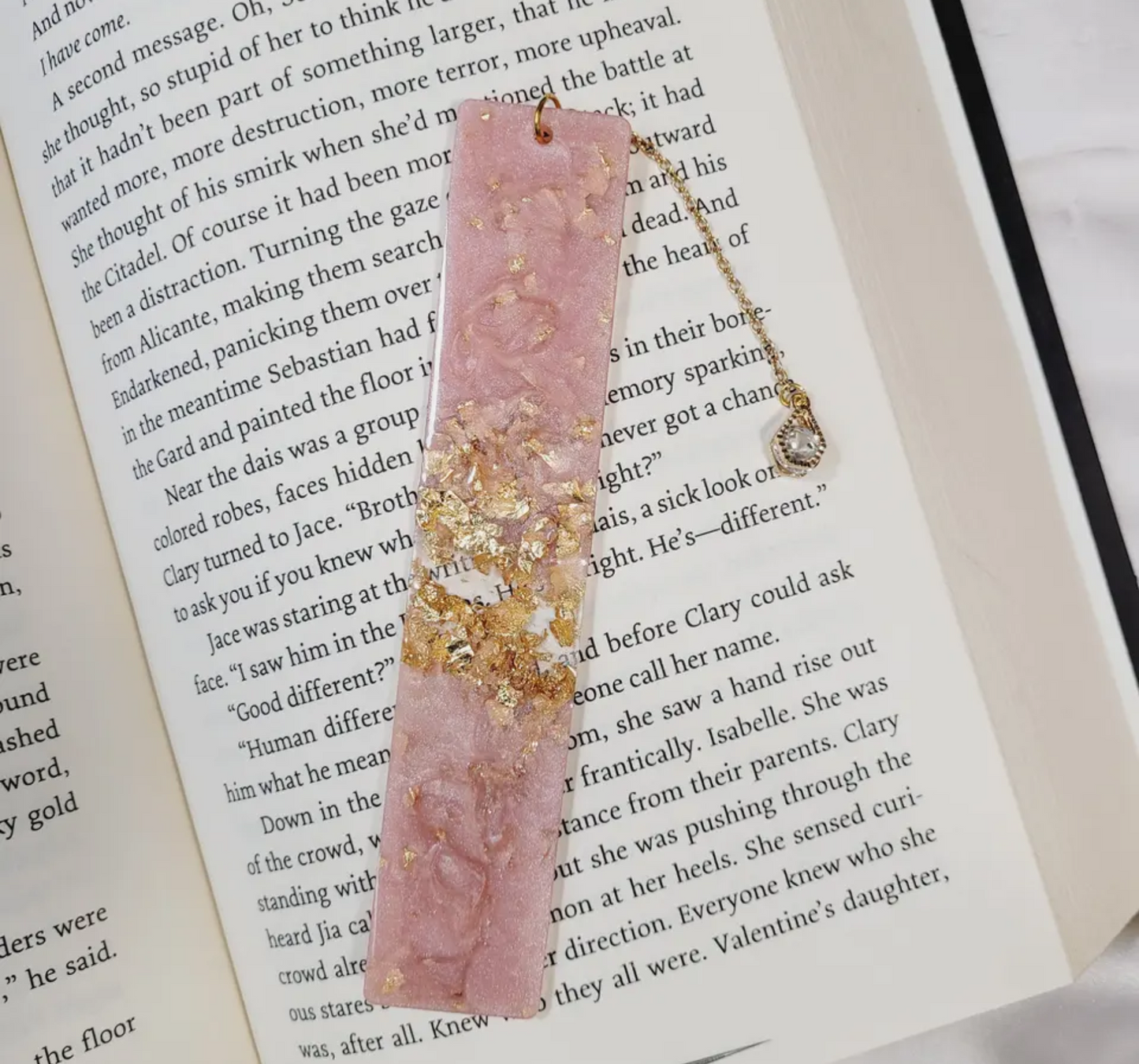 Gold leaf textured resin bookmark