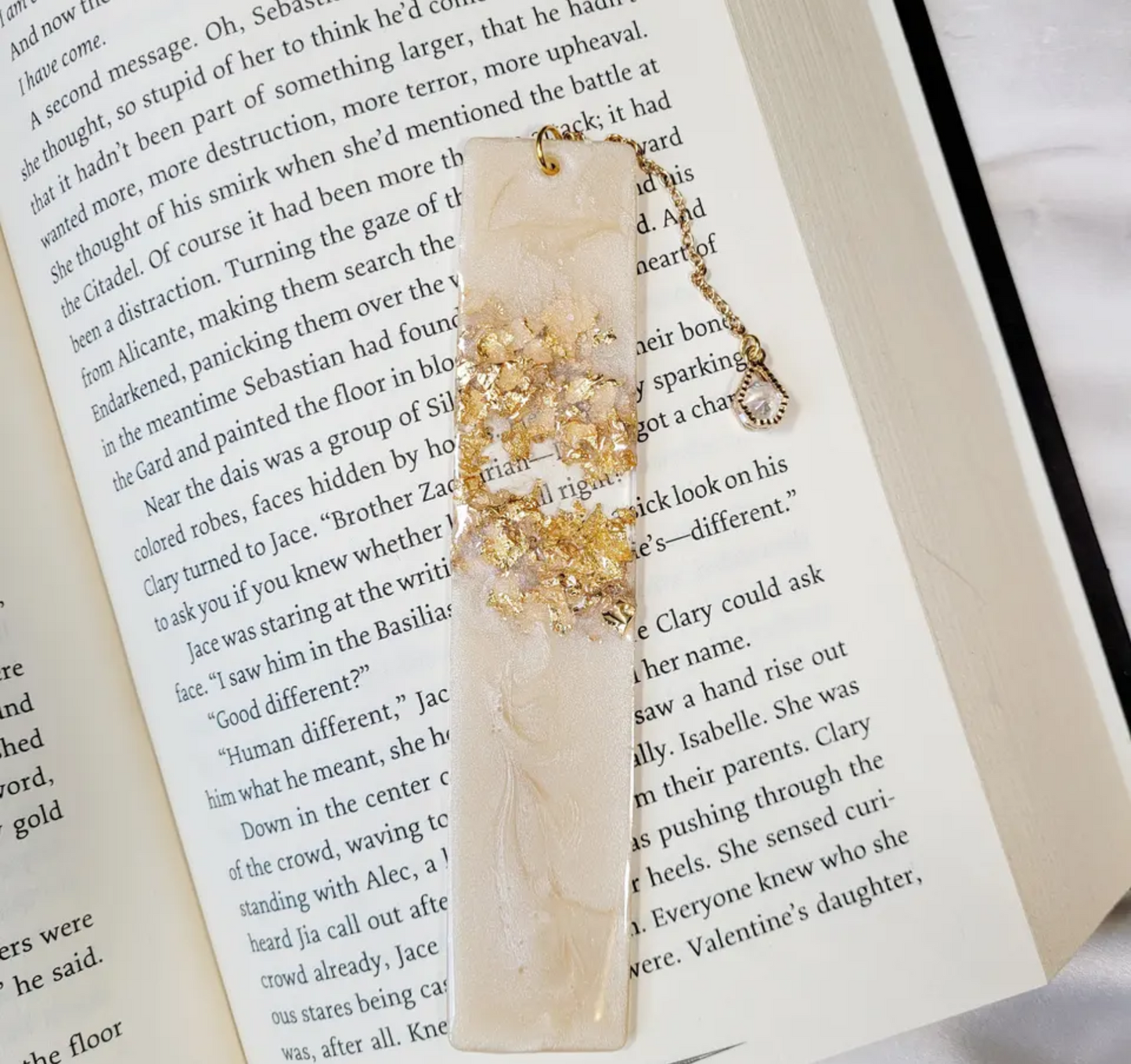 Gold leaf textured resin bookmark