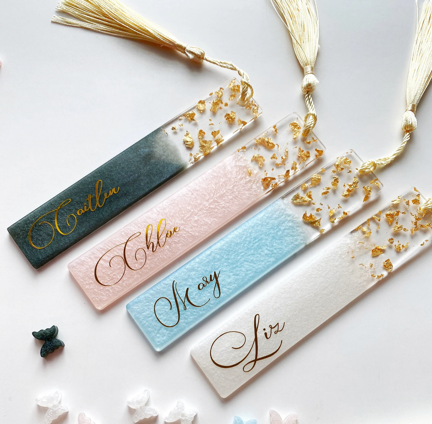 Gold leaf textured resin bookmark