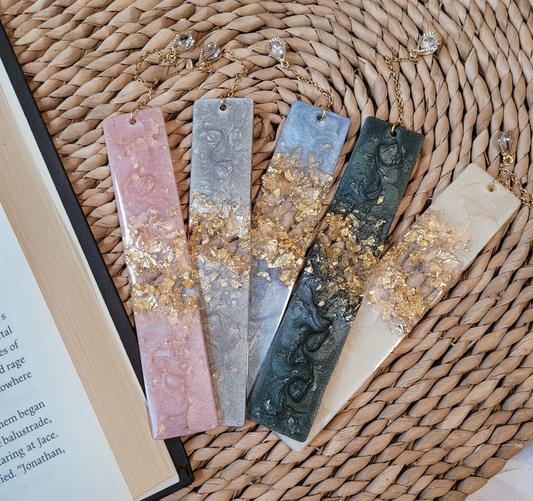 Gold leaf textured resin bookmark